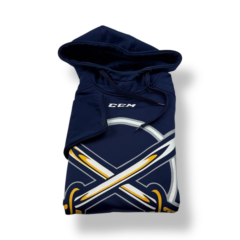 CCM Mens Navy Baroky 22 Buffalo Sabres Hockey‎ Hoodie Tactical Dry Size Small